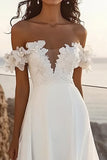lvory A Line Off The Shoulder Vestido de novia largo con apliques