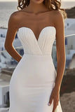 Vestido de novia de gasa marfil de sirena Sweetheart con abertura