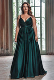 Vestido de fiesta largo plisado más plisado verde oscuro con tirantes finos de una línea