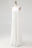 Vestido largo bohemio de playa de talla grande con capestro blanco con capestro