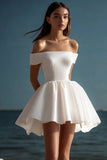Vestido de graduación de lentejuelas de lentejuelas blanco brillante con hombros descubiertos