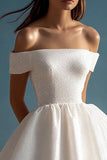 Vestido de graduación de lentejuelas de lentejuelas blanco brillante con hombros descubiertos