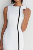 Vestido formal sin mangas de satén blanco de una línea