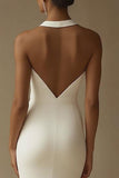 Vestido de novia de satén de satén blanco sirena con abertura