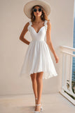 Vestido de graduación blanco con volantes A Line