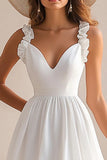 Vestido de graduación blanco con volantes A Line