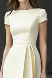Narciso A Line Cuello Barco Vintage Satén Vestido Largo De Trabajo
