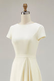 Narciso A Line Cuello Barco Vintage Satén Vestido Largo De Trabajo