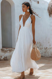 Vestido largo de verano de gasa blanca