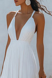 Vestido largo de verano de gasa blanca
