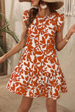 Vestido corto de verano floral blanco y azul A Line
