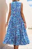 Vestido de verano sin mangas sin mangas estampado azul
