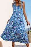 Vestido de verano sin mangas sin mangas estampado azul