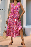 Vestido de verano sin mangas sin mangas estampado azul