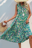 Vestido de verano sin mangas sin mangas estampado azul