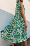 Vestido de verano sin mangas sin mangas estampado azul