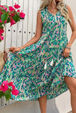 Vestido de verano sin mangas sin mangas estampado azul
