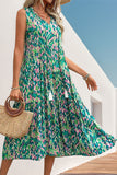 Vestido de verano sin mangas sin mangas estampado azul