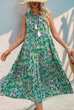 Vestido de verano sin mangas sin mangas estampado azul