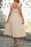 Vestido de verano Light Kahki A Line con lazo