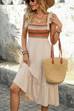Vestido de verano Light Kahki A Line con lazo