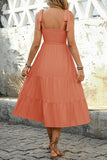 Vestido de verano Light Kahki A Line con lazo
