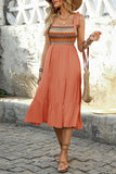 Vestido de verano Light Kahki A Line con lazo