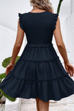 Vestido corto de verano negro con escote en V negro