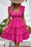 Vestido corto de verano negro con escote en V negro