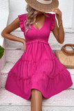 Vestido corto de verano negro con escote en V negro