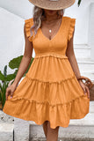 Vestido corto de verano negro con escote en V negro