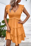 Vestido corto de verano negro con escote en V negro