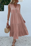 Vestido de verano negro con escote en V y botones