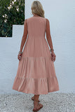 Vestido de verano negro con escote en V y botones