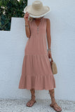 Vestido de verano negro con escote en V y botones