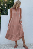 Vestido de verano negro con escote en V y botones