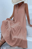 Vestido de verano negro con escote en V y botones