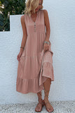 Vestido de verano negro con escote en V y botones