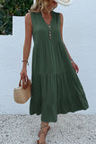 Vestido de verano negro con escote en V y botones