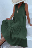 Vestido de verano negro con escote en V y botones