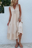 Vestido de verano negro con escote en V y botones