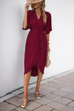 Vestido de verano negro con escote en V y medias mangas