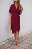 Vestido de verano negro con escote en V y medias mangas