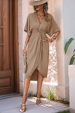Vestido de verano negro con escote en V y medias mangas