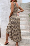 Vestido de verano de línea A con escote en V floral verde