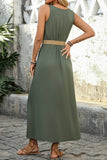 Vestido de verano A Line verde militar con cinturón