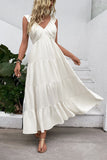 Vestido largo de verano blanco con escote en V