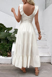 Vestido largo de verano blanco con escote en V