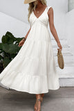 Vestido largo de verano blanco con escote en V