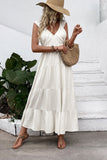 Vestido largo de verano blanco con escote en V